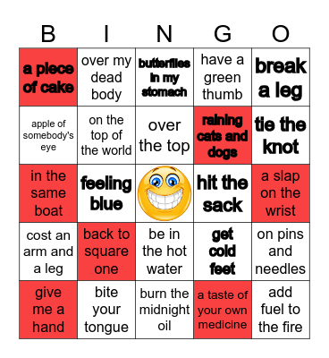 IDIOMS Bingo Card