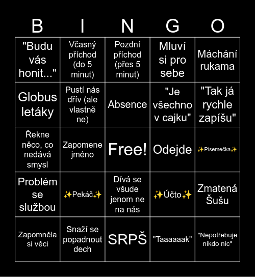 Šušu Bingo Card