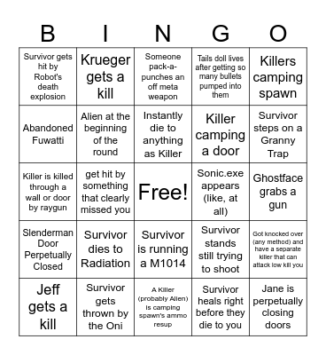 SAKTK Killer Mode Bingo Card