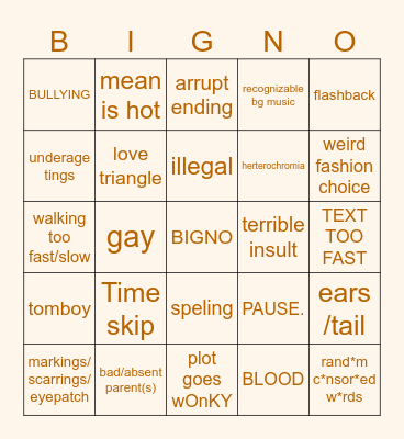 Gacha Life Bingo Card