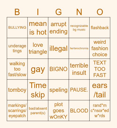 Gacha Life Bingo Card