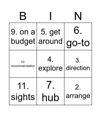 Vocabulary Bingo (Words) Bingo Card
