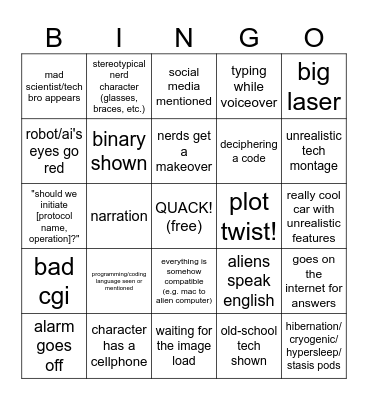 CS TECH MOVIE CLICHE BINGO! Bingo Card