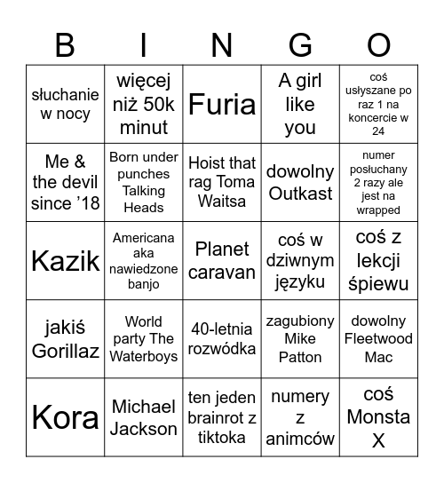 Wrapped 2024 Bingo Card