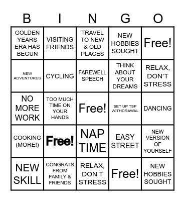 RETIREMENT Bingo Card