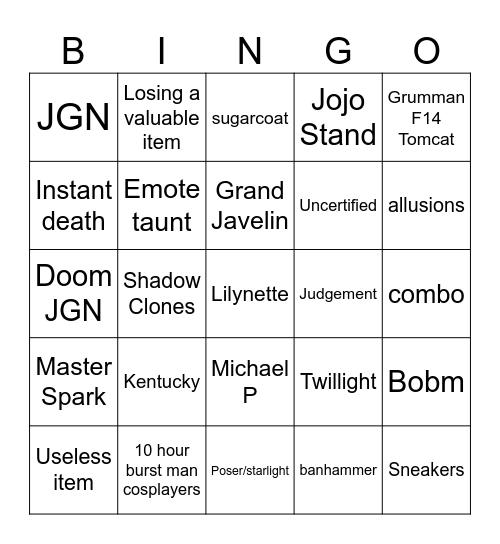 Item Asylum Bingo Card