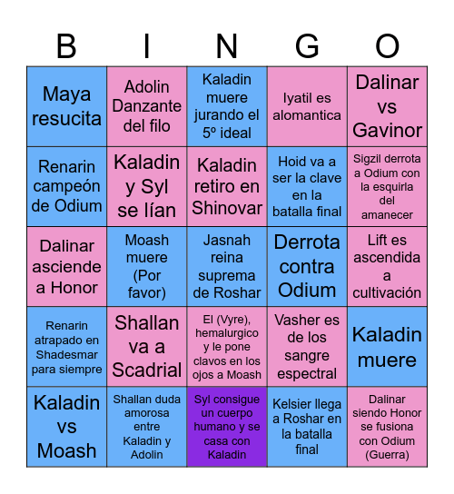 Viento y verdad - Teorías Bingo Card