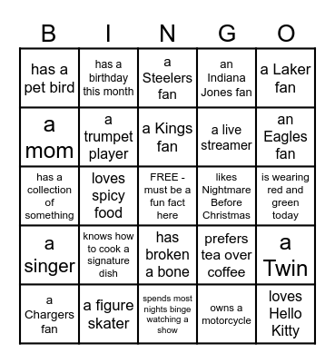Someone who is Bingo Card