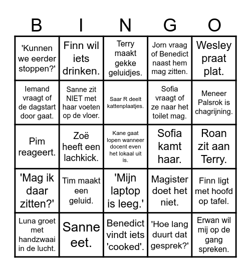K2B Bingo Card