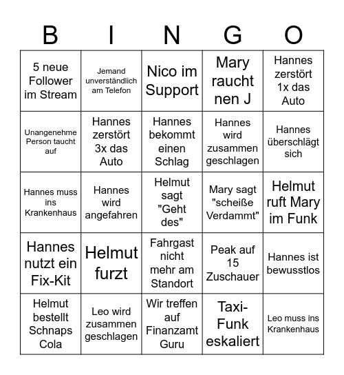 Hannes Kaltenmaier Bingo Card