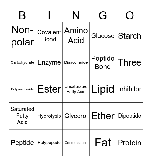 Biomolecule Bingo Card