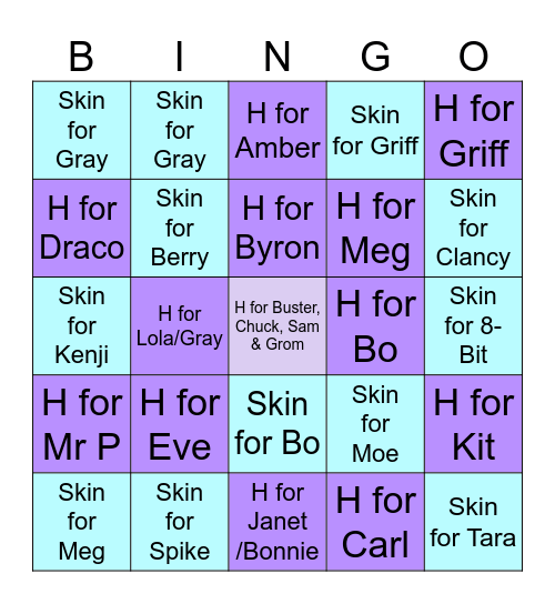 New Skins & Hypercharge Bingo Card