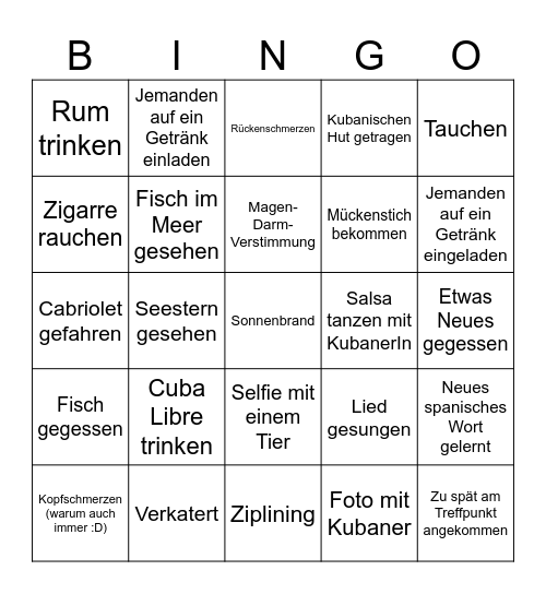WeRoad Kuba Bingo Card