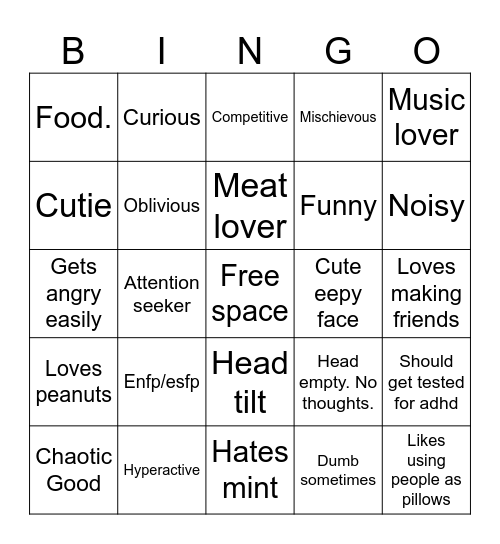 Are u like my dog Bingo Card