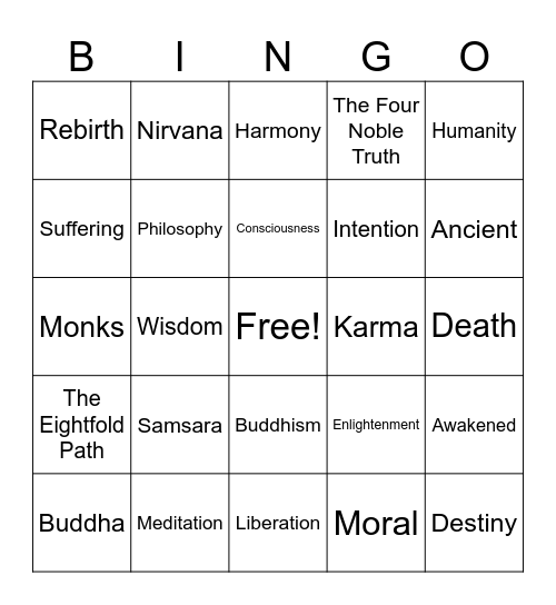 Buddhism Bingo Card