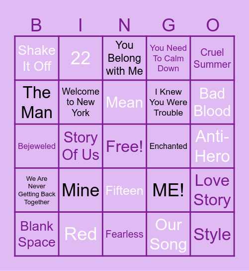 SWIFTIE BINGO Card