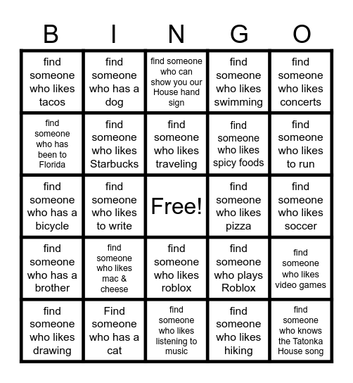 Get to Know You BINGO! Bingo Card