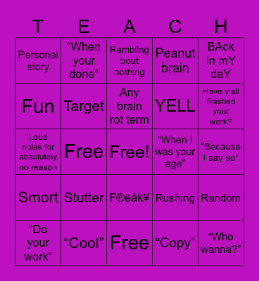 Teacher bingo blackout redo Bingo Card