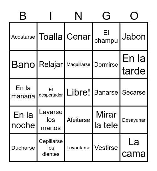 Rutina Diaria Bingo Card