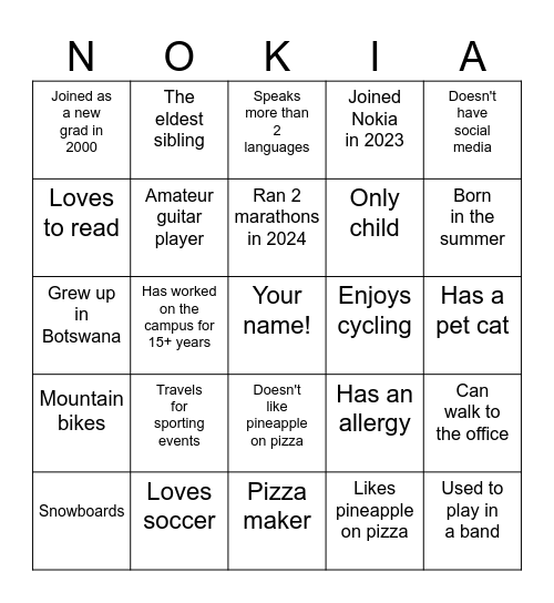 Holiday Bingo Card