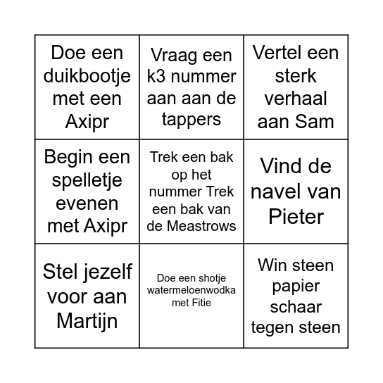 Axipr Bingo Card