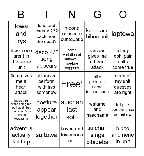 day 1 bingo holofes 2025 Bingo Card