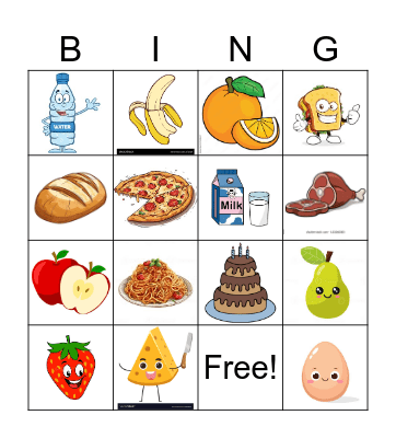 Food Bingo Card