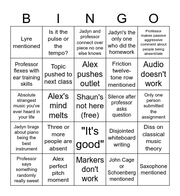 Composition Bingo Card