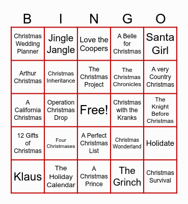 Netflix and Christmas Bingo Card