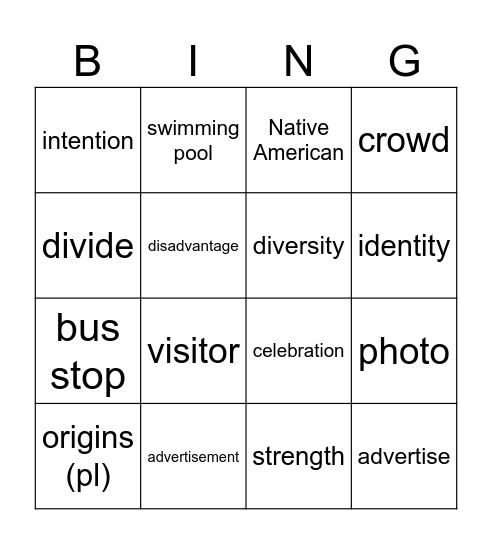 U7 Bingo Card