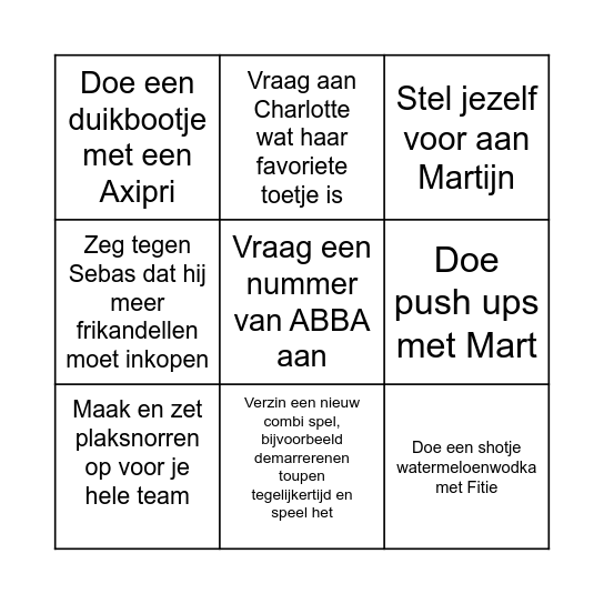 Axipr Bingo Card