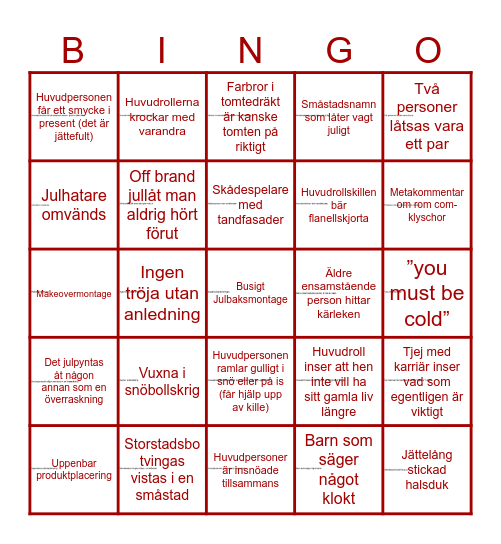 JULFILMSKLYSCHOR Bingo Card