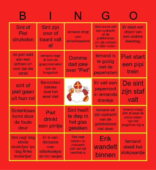 DAG PINTERKLAAS Bingo Card