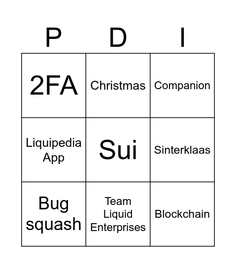Product Bingo Card