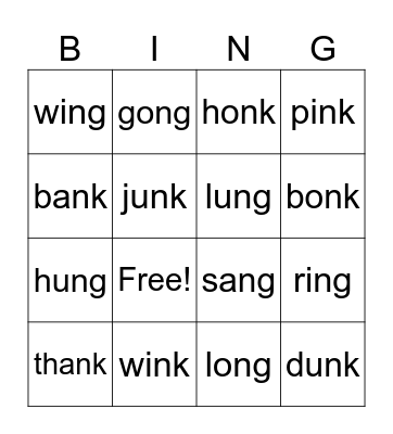 Glued Sounds Bingo Card