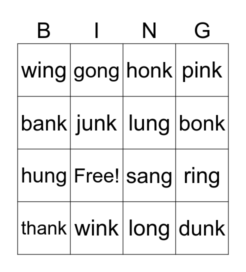 Glued Sounds Bingo Card