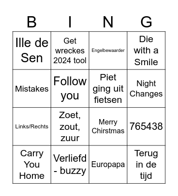 muziekbingo Card