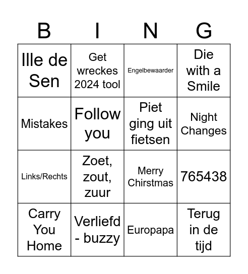 muziekbingo Card