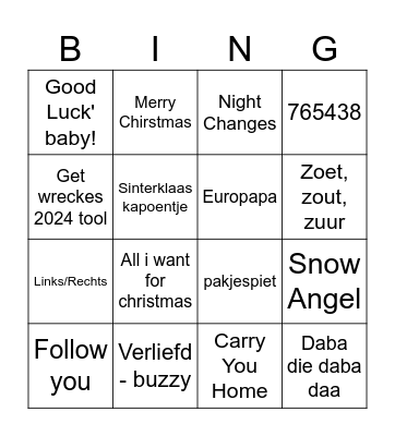 muziekbingo Card