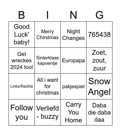 muziekbingo Card