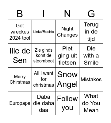 muziekbingo Card