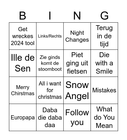 muziekbingo Card