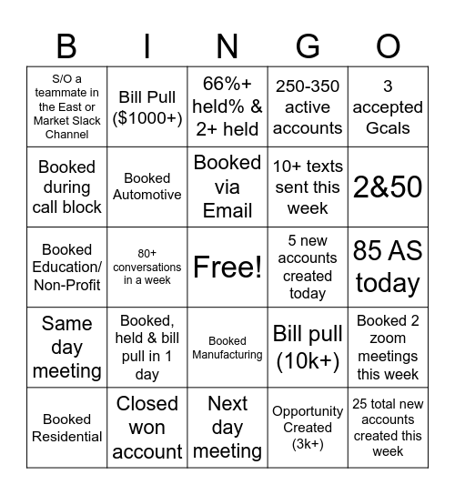 December Week 1 Bingo Card