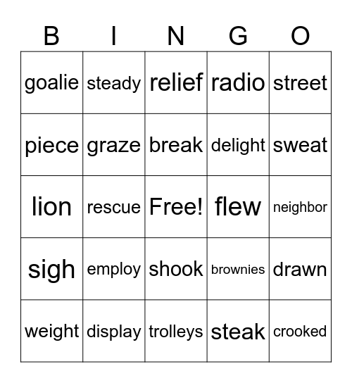 III     UNIT  10 Bingo Card