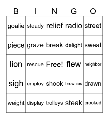 III        UNIT   10 Bingo Card