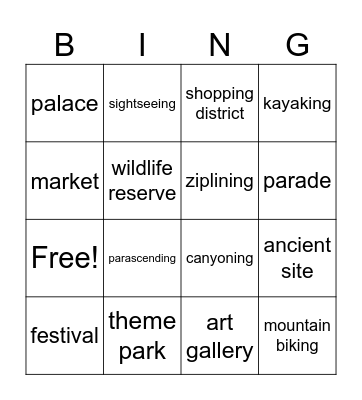 Where in the world? Bingo Card