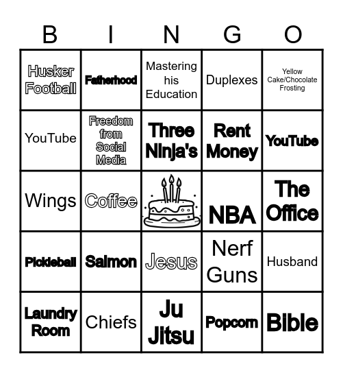 Andrew's Favorite Things Bingo Card