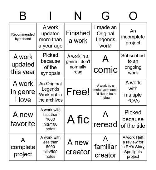 Untitled Bingo Card