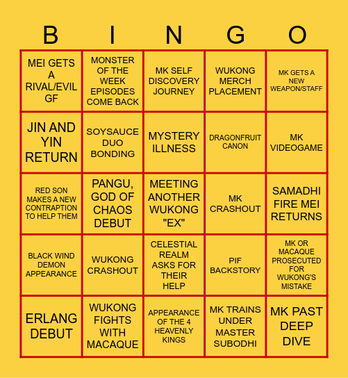 LMK SEASON 6 PREDICTIONS Bingo Card