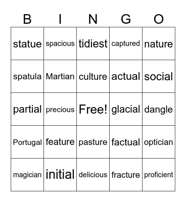 III      UNIT    14 Bingo Card
